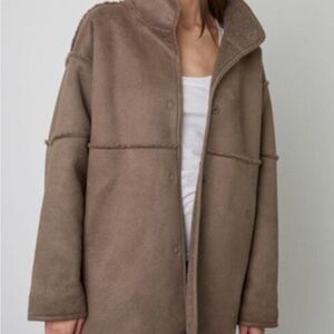 Reversible sherpa/suede coat
